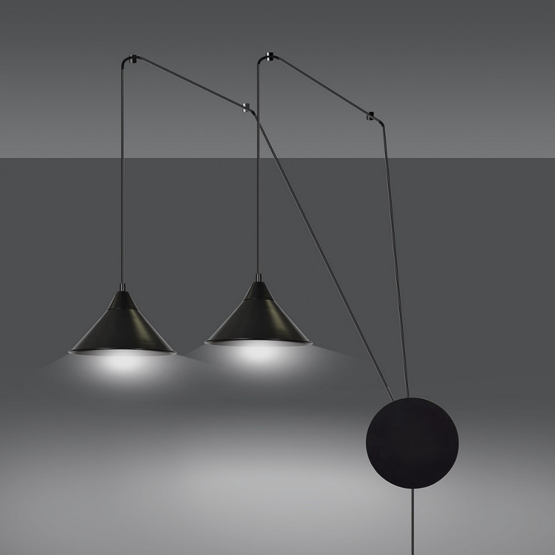Lampa wisząca Abramo II czarna - Emibig | Loftowa, 2-punktowa