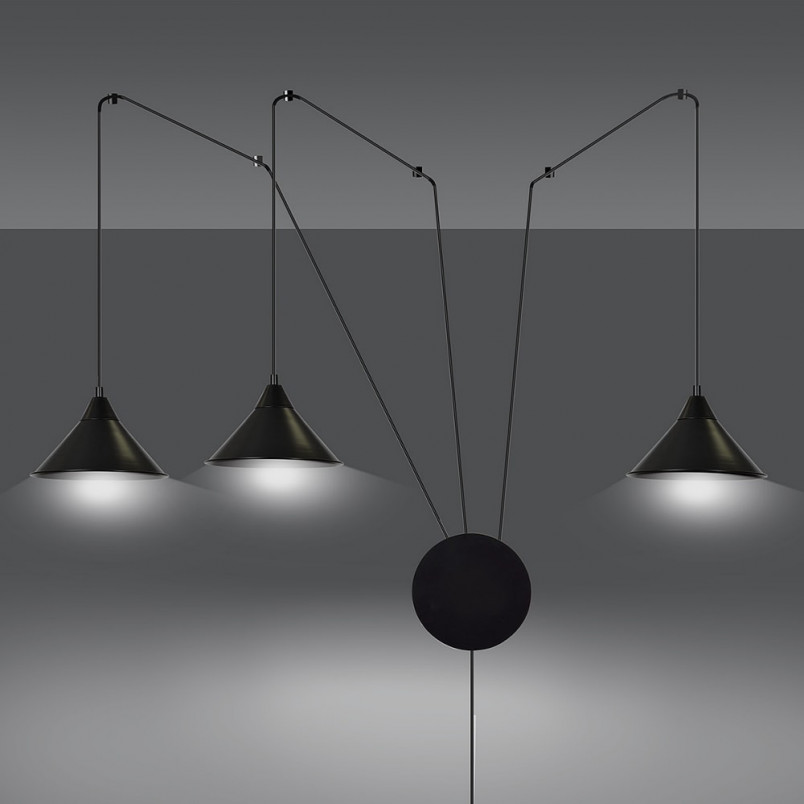 Lampa wisząca Abramo III czarna - Emibig | Loftowa, 3 punkty