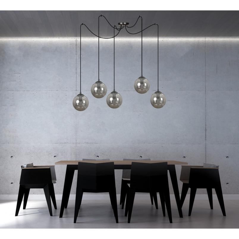 Lampa Wisząca Gigi V - Szkło Bursztynowe i Czarno-Miodowe | Emibig