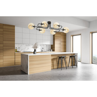 Lampa Sufitowa Brendi 6A - Szklane Kule, Miodowo-Czarna | Emibig