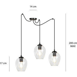 Lampa wisząca "Pająk" Level III | Szkło, E27 | Emibig