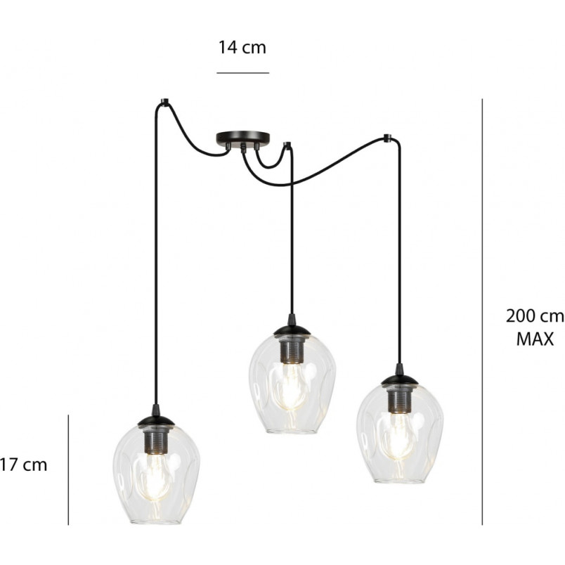Lampa wisząca "Pająk" Level III | Szkło, E27 | Emibig