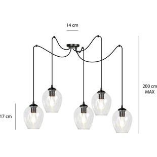 Lampa Wisząca Pająk Level V Emibig | Szkło Czarno-Przezroczyste