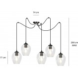 Lampa Wisząca Pająk Level V Emibig | Szkło Czarno-Przezroczyste