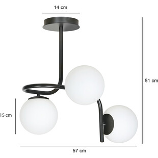 Lampa sufitowa kule szklane Kalf III biało-czarna marki Emibig