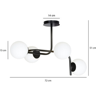 Lampa sufitowa kule szklane Kalf 72 biało-czarna marki Emibig
