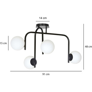 Lampa sufitowa kule szklane Kalf 91 biało-czarna marki Emibig