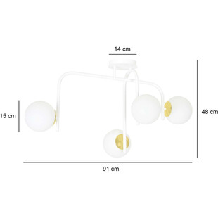 Lampa sufitowa szklane kule Ragnar 4B biało-złota marki Emibig