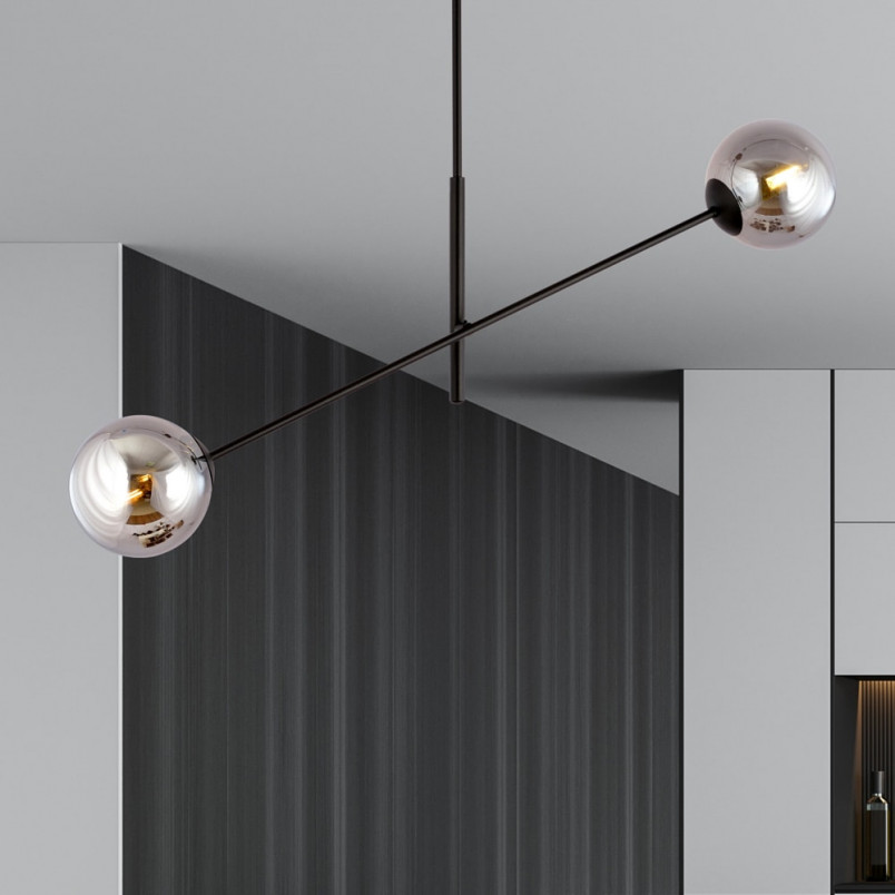 Lampa sufitowa LINEAR - 2 kule, grafit/czarny | Emibig