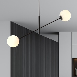 Lampa sufitowa LINEAR Emibig | 2 szklane kule, biało-czarna