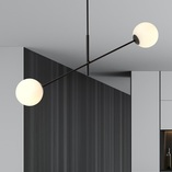 Lampa sufitowa LINEAR Emibig | 2 szklane kule, biało-czarna