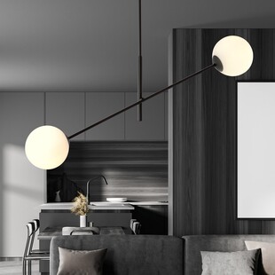Lampa sufitowa LINEAR Emibig | 2 szklane kule, biało-czarna