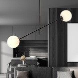 Lampa sufitowa LINEAR Emibig | 2 szklane kule, biało-czarna