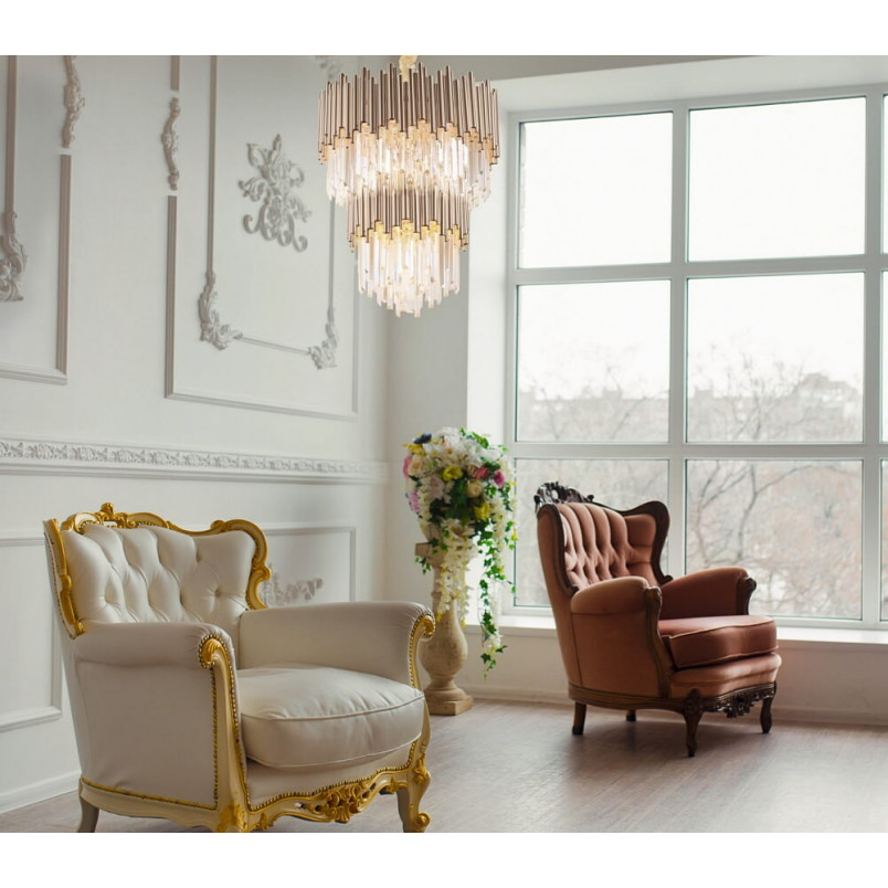 Żyrandol Kryształowy Vogue II Złoty 60cm - MaxLight | Luksus i Elegancja