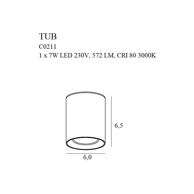 Lampa spot Tub Round LED czarna - MaxLight | Oświetlenie
