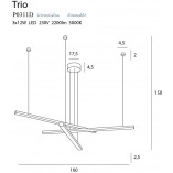 Lampa Wisząca Trio III LED 100cm Czarna - MaxLight