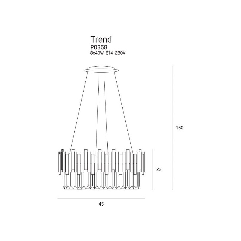 Lampa wisząca Trend złota kryształowa MaxLight | Elegancki żyrandol