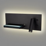 Kinkiety podwójne | Kinkiet z usb i ładowarką indukcyjną Superior LED czarny MaxLight do sypialni i salonu