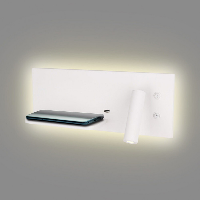 Kinkiet Superior LED biały MaxLight z USB i Indukcją