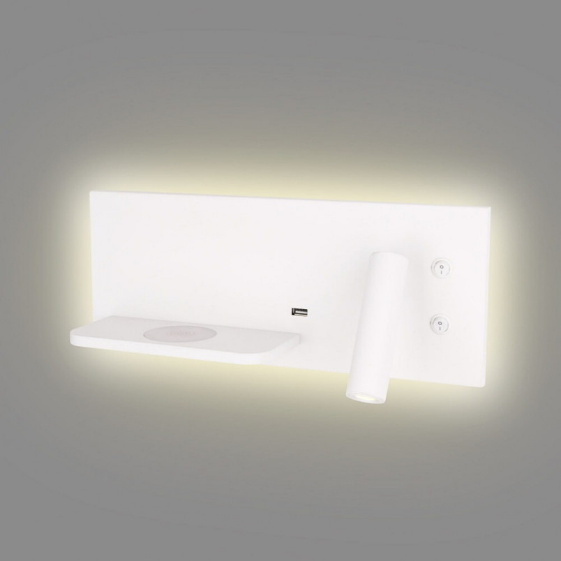 Kinkiet Superior LED biały MaxLight z USB i Indukcją