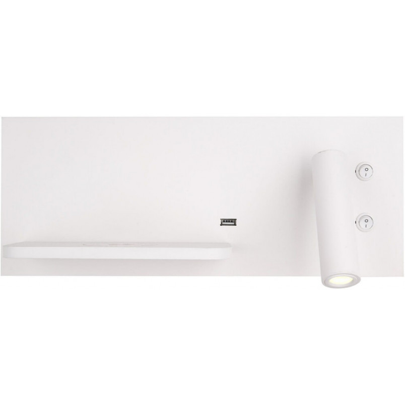 Kinkiety podwójne | Kinkiet z usb i ładowarką indukcyjną Superior LED biały MaxLight do sypialni i salonu