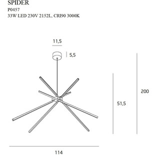 Lampa Spider LED złota 114cm | Nowoczesny żyrandol MaxLight