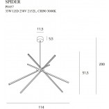 Lampa Spider LED złota 114cm | Nowoczesny żyrandol MaxLight