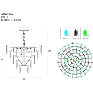 Lampa wisząca Arwena 80cm złota - MaxLight | Glamour