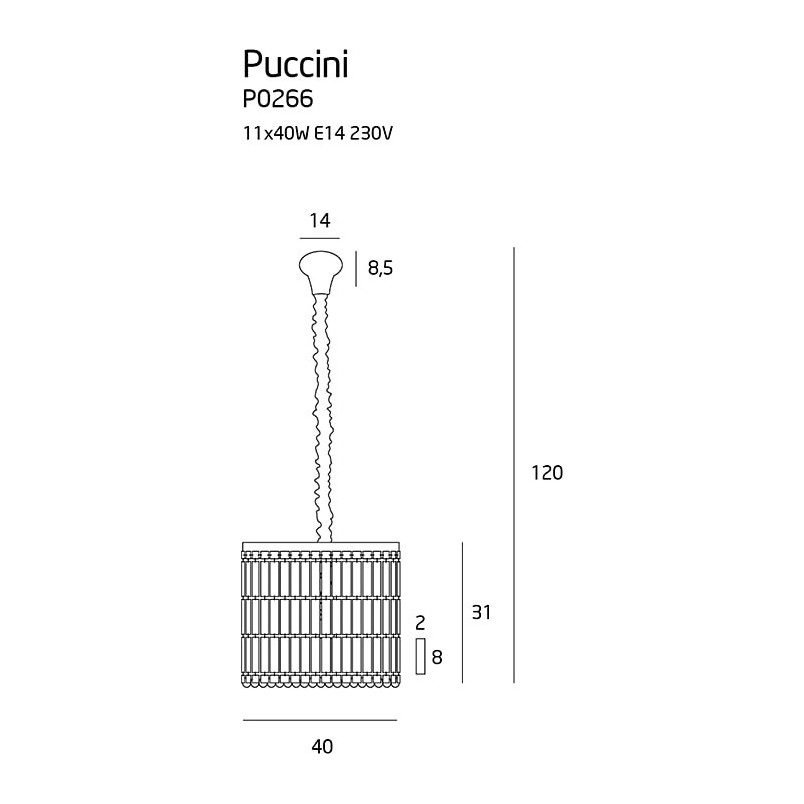 Lampa wisząca kryształowa Puccini 40cm - MaxLight | Elegancki żyrandol