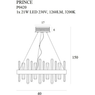 Lampa Wisząca Kryształowa Glamour Prince LED Złota | MaxLight