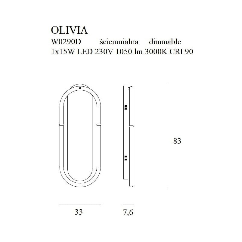 Kinkiet LED Złoty Olivia MaxLight - Nowoczesny Design