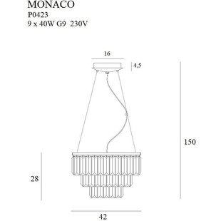 Lampa wisząca Monaco - Kryształowa, Glamour, Złota | MaxLight