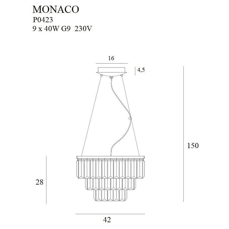 Lampa wisząca Monaco - Kryształowa, Glamour, Złota | MaxLight