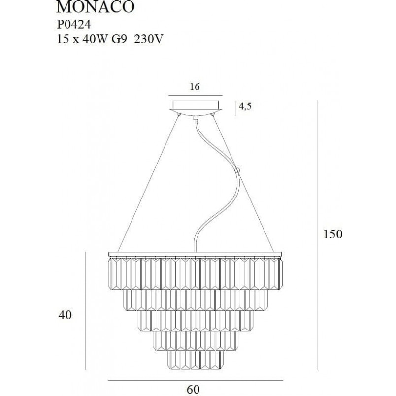 Lampa wisząca Monaco kryształowa złota | MaxLight - Elegancki design