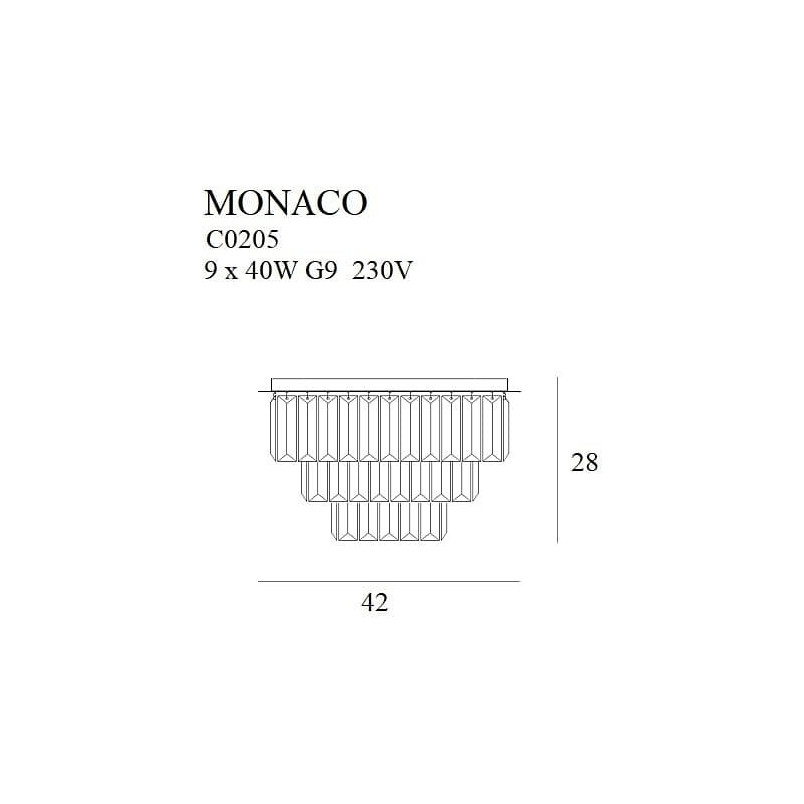 Plafon kryształowy Monaco - glamour, złoty | MaxLight