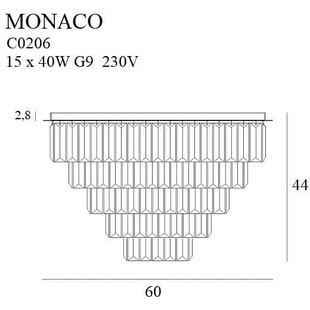 Plafon kryształowy glamour Monaco 60cm złoty MaxLight