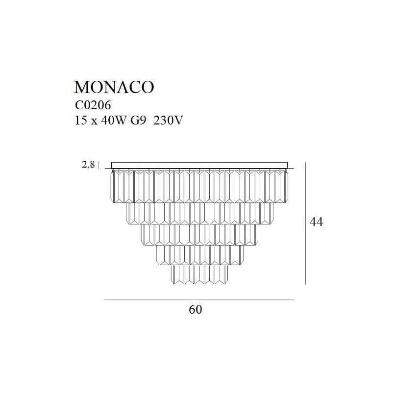 Plafon kryształowy Monaco złoty | MaxLight - Luksus i styl