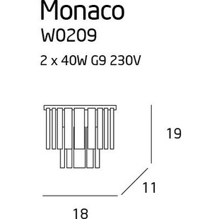 Kinkiet Glamour Monaco MaxLight - Kryształowy, Chromowany
