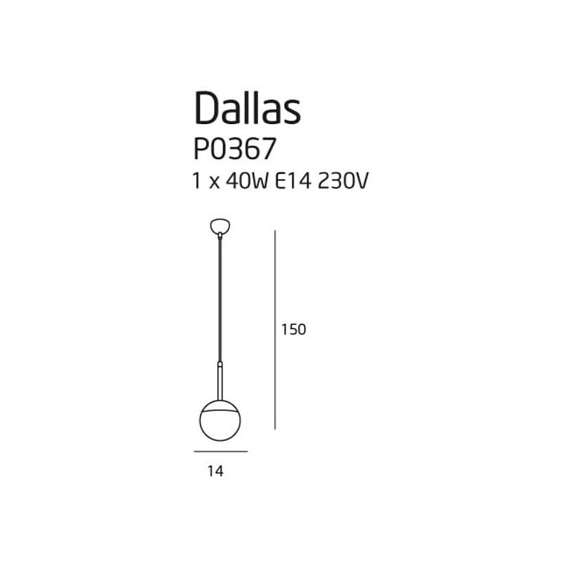 Lampa wisząca Dallas - czarna kula szklana | MaxLight