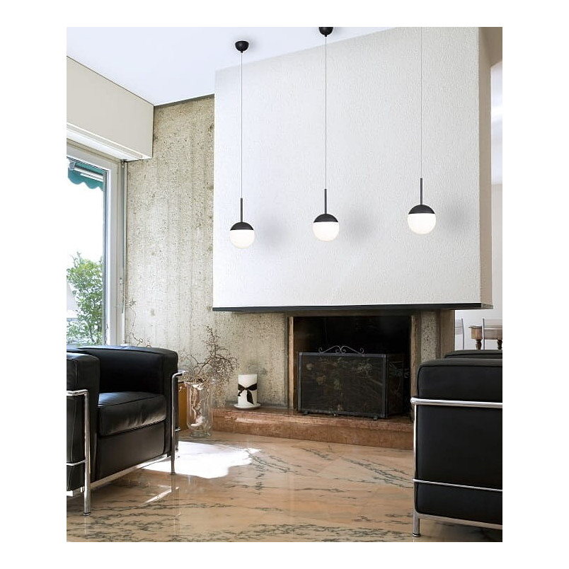 Lampa wisząca Dallas - czarna kula szklana | MaxLight