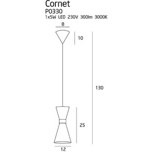 Lampa wisząca Cornet LED | Czarno-złota | MaxLight
