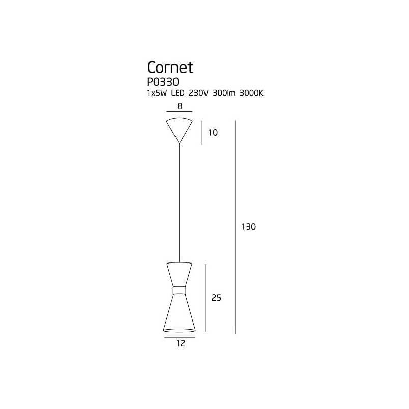 Lampa wisząca Cornet LED | Czarno-złota | MaxLight