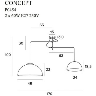 Lampa sufitowa na wysięgnikach Concept II 170cm złota MaxLight