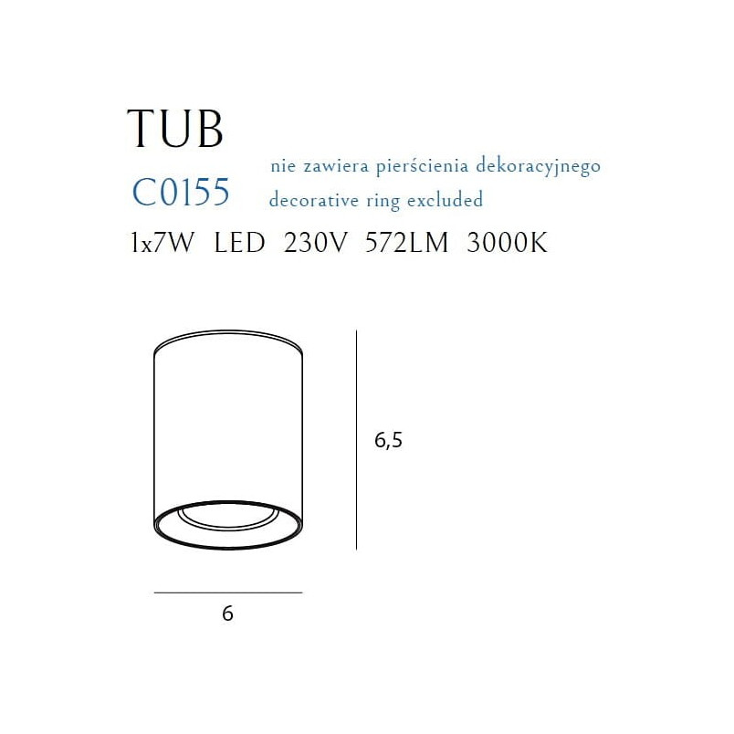 Lampa spot LED Tub Round biała MaxLight - Nowoczesny design
