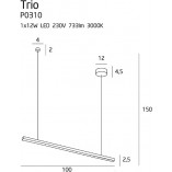 Lampa wisząca Trio LED 100cm czarna MaxLight - Nowoczesny Design