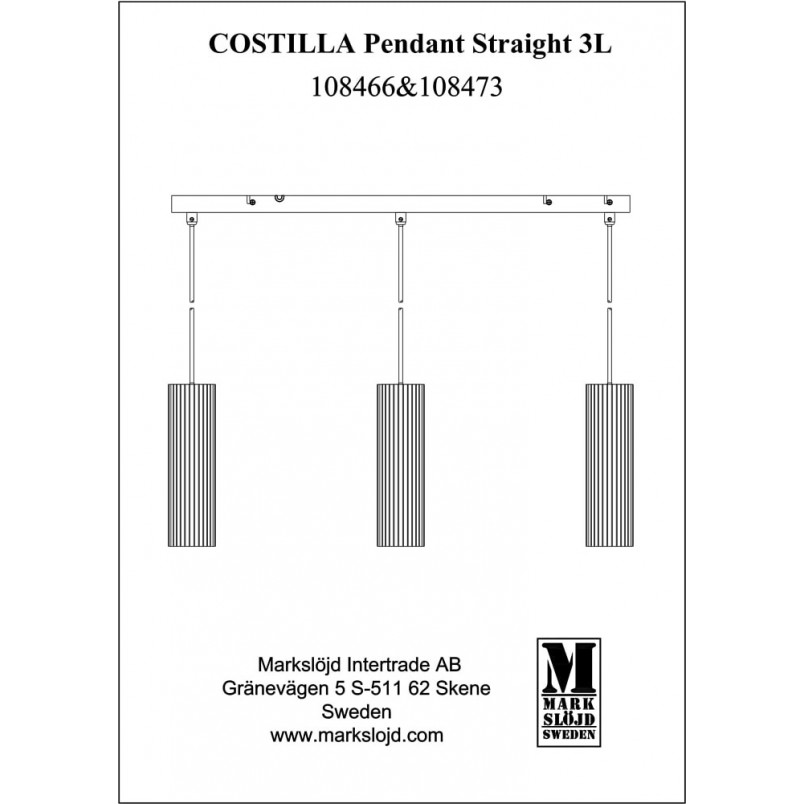 Lampa wisząca Costilla III biała | Markslojd - Sklep z lampami