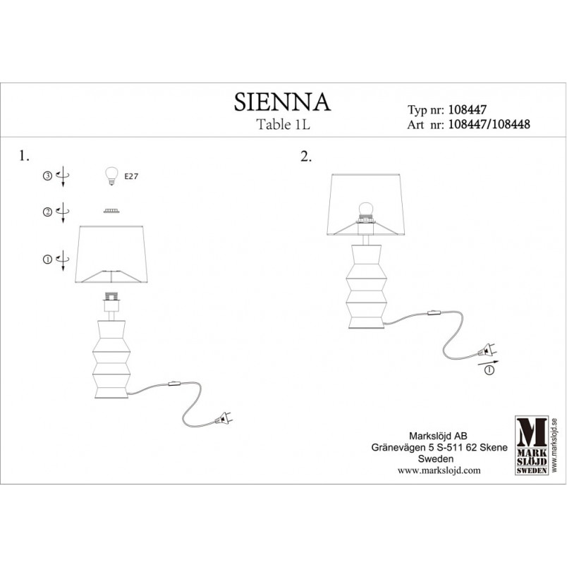 Lampa stołowa ceramiczna Sienna biała Markslojd | Kup online