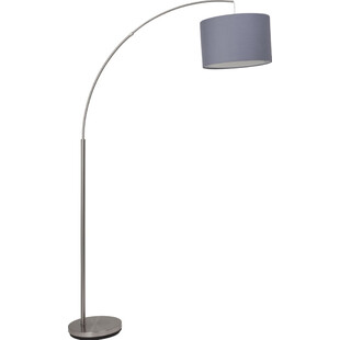 Lampa podłogowa łukowa z abażurem Clarie Szara marki Brilliant