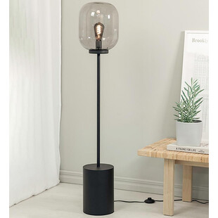 Lampa podłogowa Brooklyn Markslojd - Szkło dymione, czarny