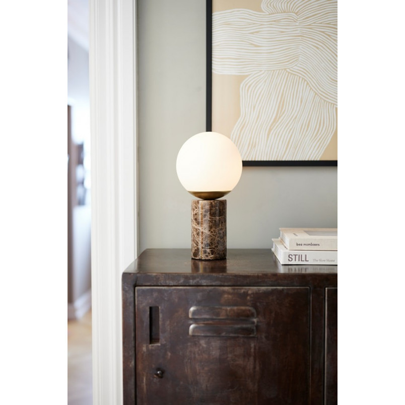 Lampa stołowa Nordlux Lilly | Szklana kula, brązowy marmur